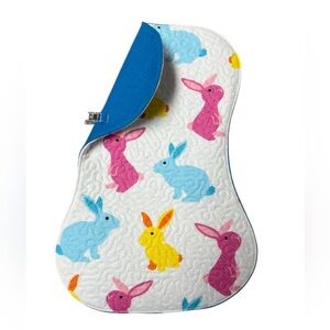 Hand Crafted Burp Cloth Easter Bunny Flannel Contoured Padded Reversible Quilted